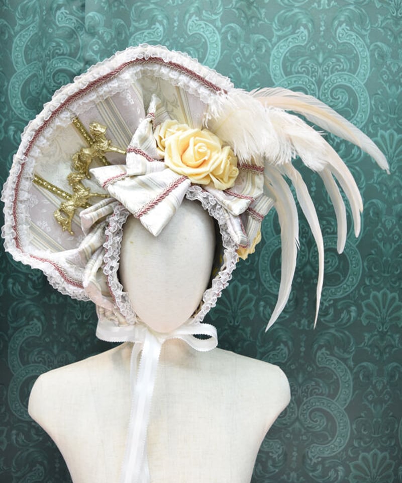 kki.2540 メリーゴーランドと薔薇のドレスボンネット。＜ピンク