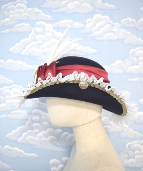 kki.1997　 額縁リボンサイドアップHAT。 ＜ワインレッド＞