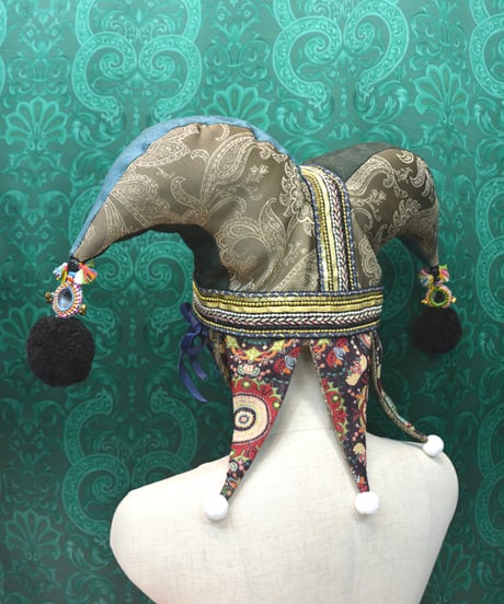 kki.2646　ゴブランとジャガードのヴィンテージCLOWNジェスターHAT。