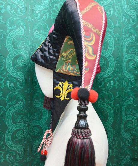 kki.2698　BLACK & WINE　道化師のジェスターHAT。