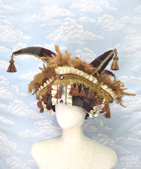 kki.2144　ヴェネツィアンクラウンスクエアコーンHAT。