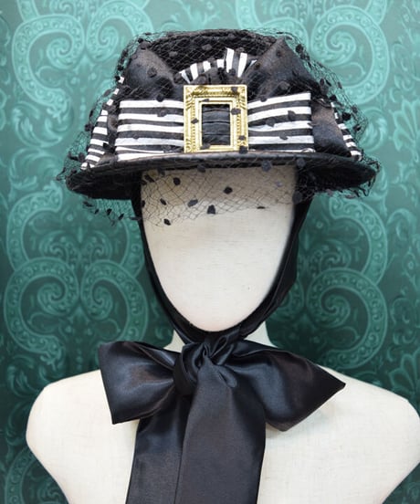 kki.2507　モノクロフレームベールドレスHAT。