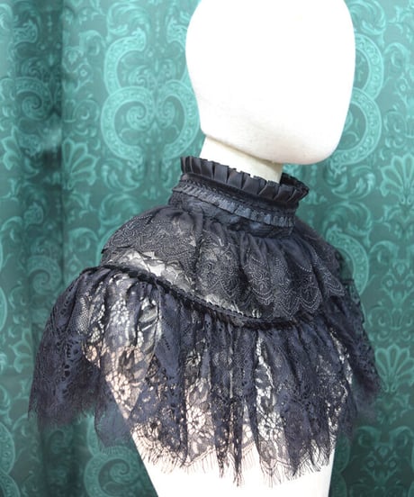 kki.2514　黒のレースフリルカラー。