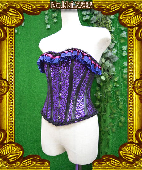 kki.2282　ヴァイオレットレオパードフリルコルセット。