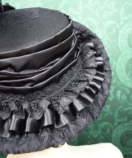 kki.2486　髑髏とレースのBLACKドレスHAT。