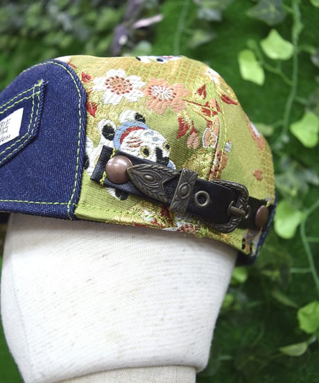 kki.2276　西陣織とデニムのハンチングCAP。