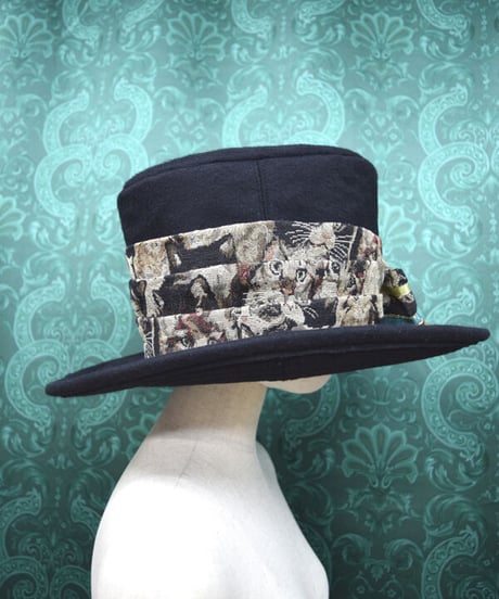 kki.2411　CatゴブランのリボンウールBIGシルエットHAT。