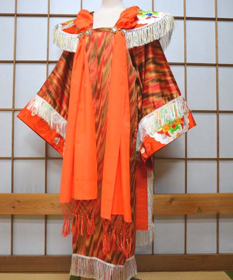 kki.2609 【KIMONO Custom】オレンジのロング羽織り。 | 危機裸裸商店WE 
