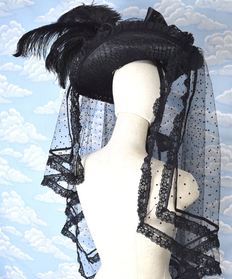 kki.2070　青い薔薇と水玉チュールのロングベールドレスHAT。