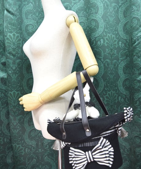 kki.2384　白うさぎのマジックシルクHATBAG。＜白黒＞