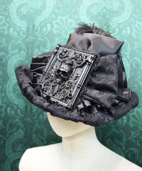 kki.2486　髑髏とレースのBLACKドレスHAT。