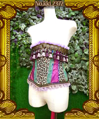 kki.2372　孔雀とレオパードのミドルウエストコルセット。