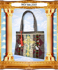 kki.2165　十字架と蜂のトートBAG。＜ワインレッド＞