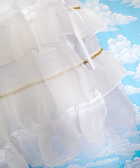 kki.1296　白い鳥バスクコルセットドレス/付け袖、パニエSet 。