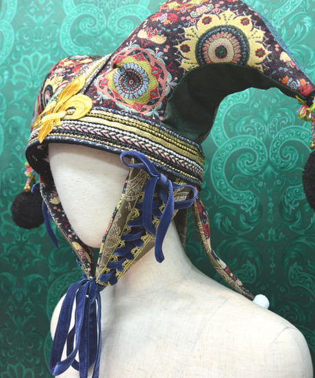 kki.2646　ゴブランとジャガードのヴィンテージCLOWNジェスターHAT。