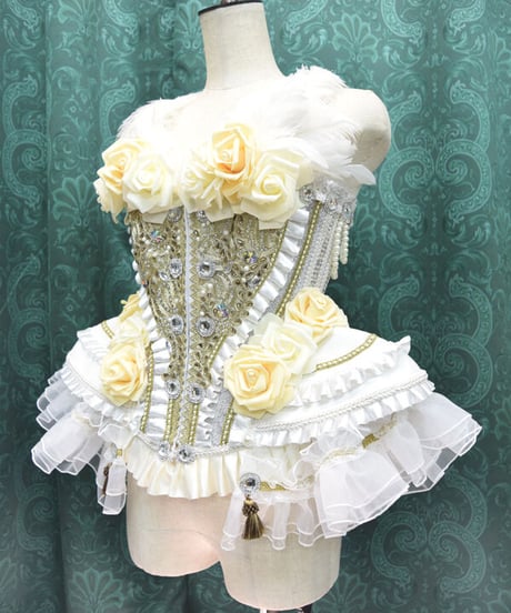 kki.2424　薔薇と白鳥のコルセット。（Dangerous nudeコルセットリメイク）