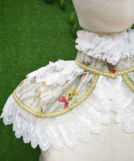 kki.2309　Pritty Cat Doll ボンネット、コルセット、ドロワーズ、フリルケープ、4点Set。