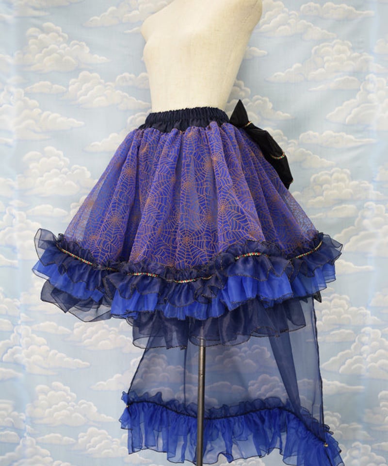 kki.2097 ブルースパイダーリボンバッスルオーバースカート