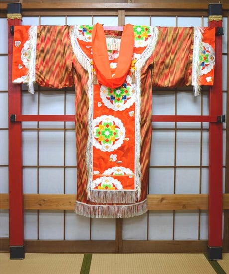kki.2609　【KIMONO Custom】オレンジのロング羽織り。