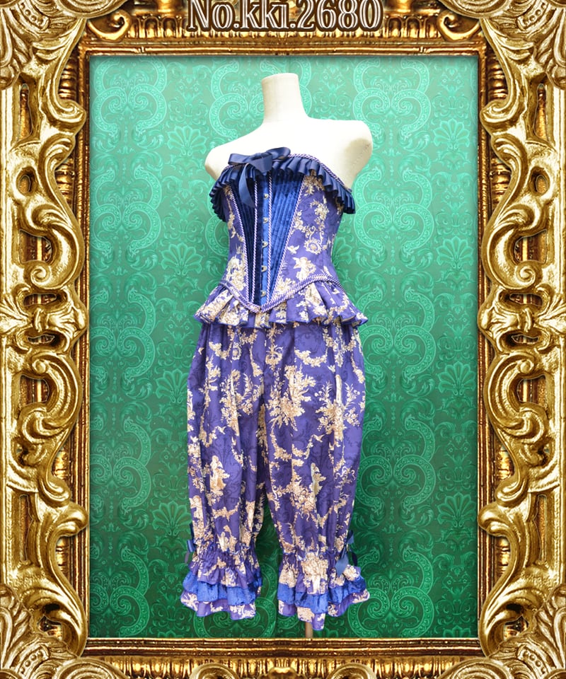 kki.2680 青の貴族ロングコルセット/ドロワースSET。 | 危機裸裸商店