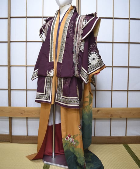 kki.2549　【KIMONO Custom】笑う福の神平安狩衣装束風ガウン。
