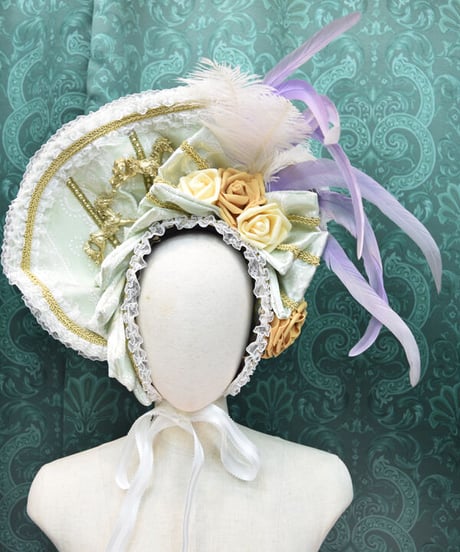 kki.2539　メリーゴーランドと薔薇のドレスボンネット。＜ミント＞