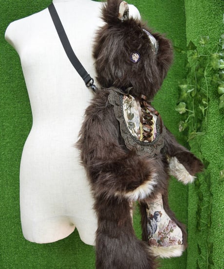 kki.2324　三つ子のゴブランまえかけくまちゃんBAG。＜末っ子ブラウン＞