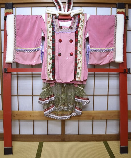 kki.2550　【KIMONO Custom】うさ耳ボアとレースバッスルピンクの羽織。