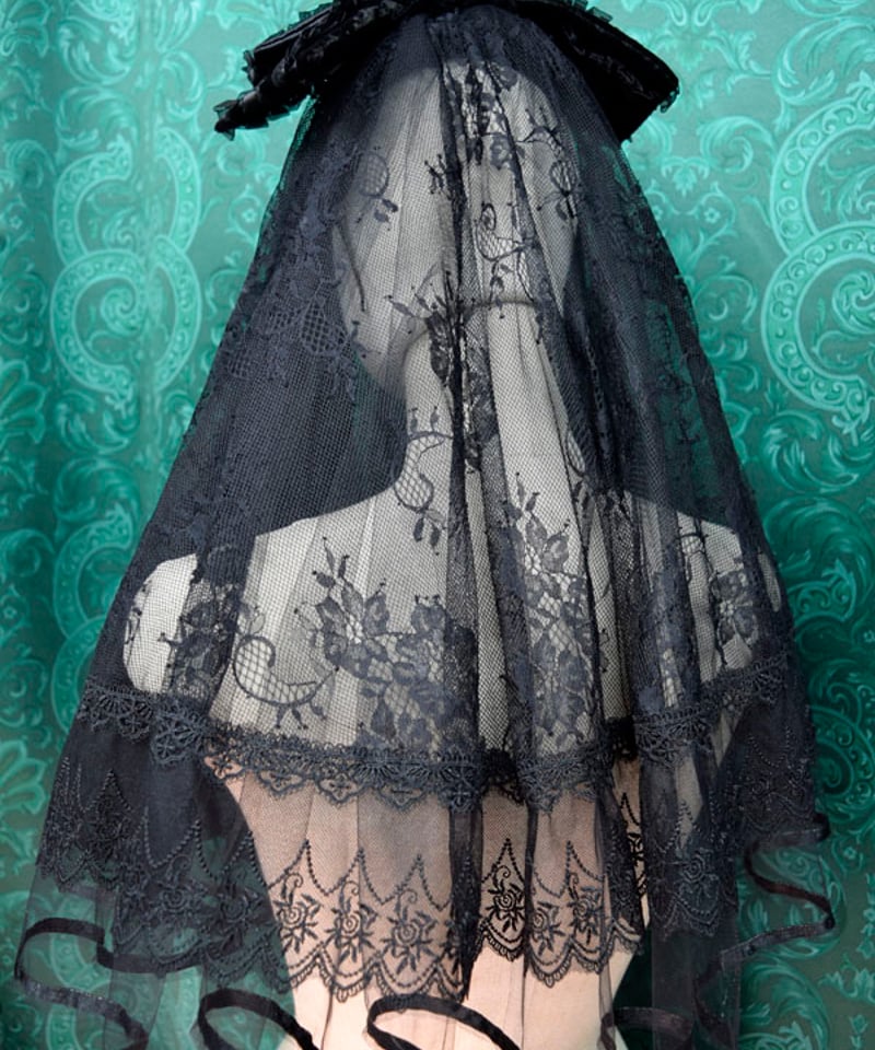 operetta様　黒小花のオールインワン・ヘッドドレス・bag ぐりっこ服 kki.2584 ブラックベールゴーストヘッドドレス。 | 危機裸裸商店