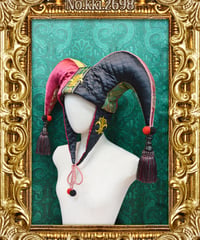 kki.2698　BLACK & WINE　道化師のジェスターHAT。