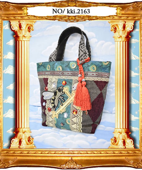 kki.2163　十字架と蜂のミニBAG。＜ワインレッド＞