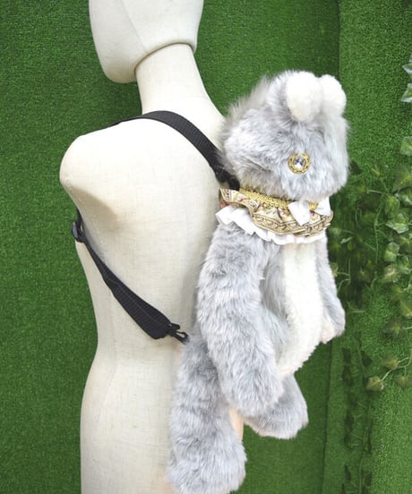 kki.2317　シルバーグレーとボアのくまちゃんBAG。