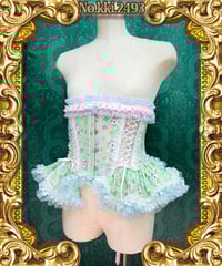 kki.2493　うさちゃんわんちゃんレトロ柄フリルウエストコルセット。