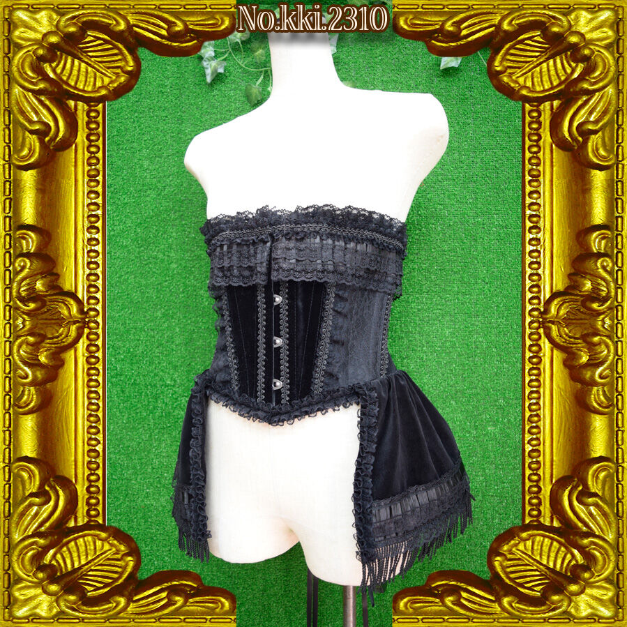 kki.2310 ブラックベルベットバッスルウエストコルセット kki.2310 ブラックベルベットバッスルウエストコルセット