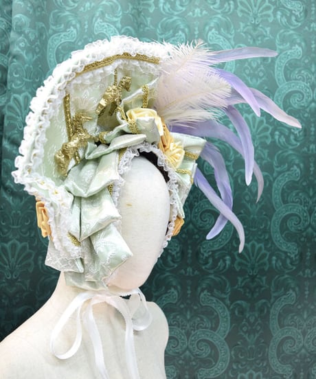 kki.2539　メリーゴーランドと薔薇のドレスボンネット。＜ミント＞