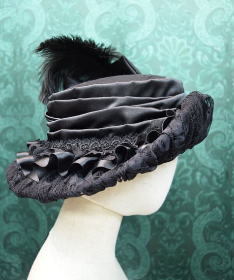kki.2486　髑髏とレースのBLACKドレスHAT。