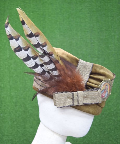 kki.2229　キジの羽根のヴィンテージクラッシュHAT。