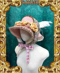 kki.2438　クラシカルピンクヴィンテージストローHAT。