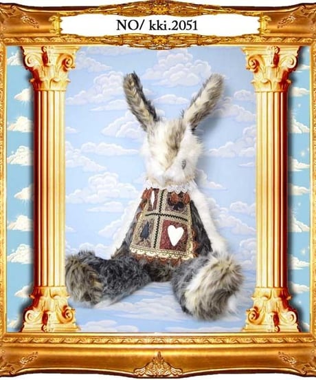 kki.2051　トランプスタイアンティークうさちゃんぬいぐるみBAG。