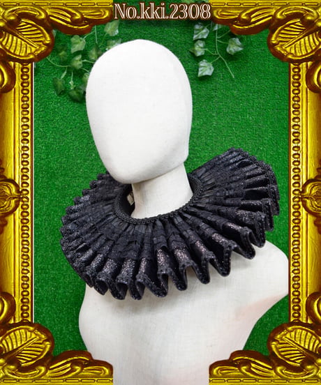 kki. 2308　Twinkle BLACK アコーディオンネックラフ。