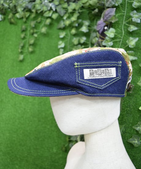 kki.2276　西陣織とデニムのハンチングCAP。