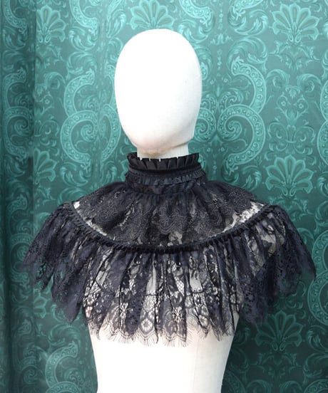 kki.2514　黒のレースフリルカラー。