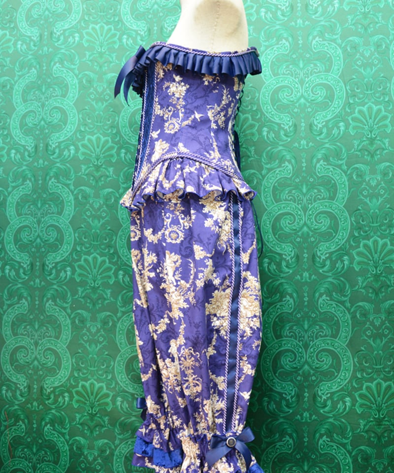 kki.2680 青の貴族ロングコルセット/ドロワースSET。 | 危機裸裸商店