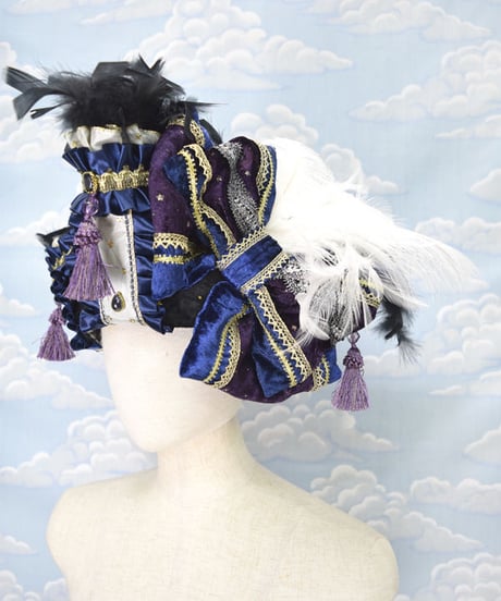 kki.2143　星屑とリボンのスクエアコーンHAT。