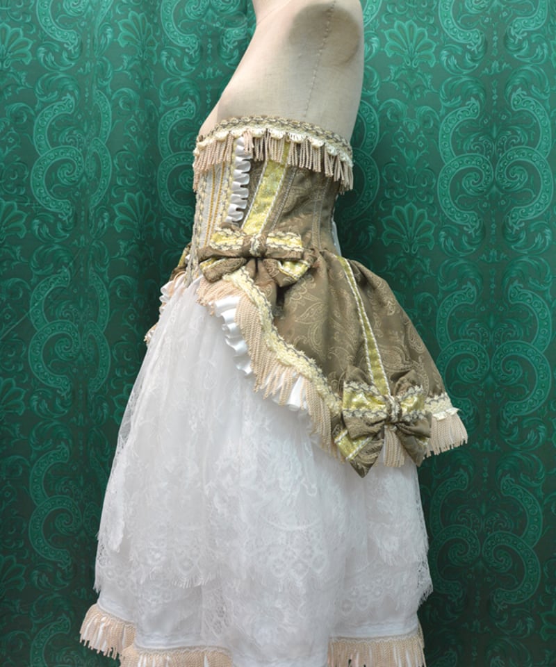 フランスアンティークコルセットカバー リボン通し穴付きアンティークコルセットカバー：カットワーク