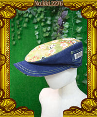 kki.2276　西陣織とデニムのハンチングCAP。