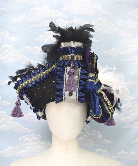 kki.2143　星屑とリボンのスクエアコーンHAT。