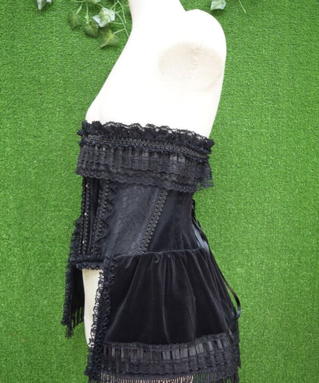 kki.2310　ブラックベルベットバッスルウエストコルセット。