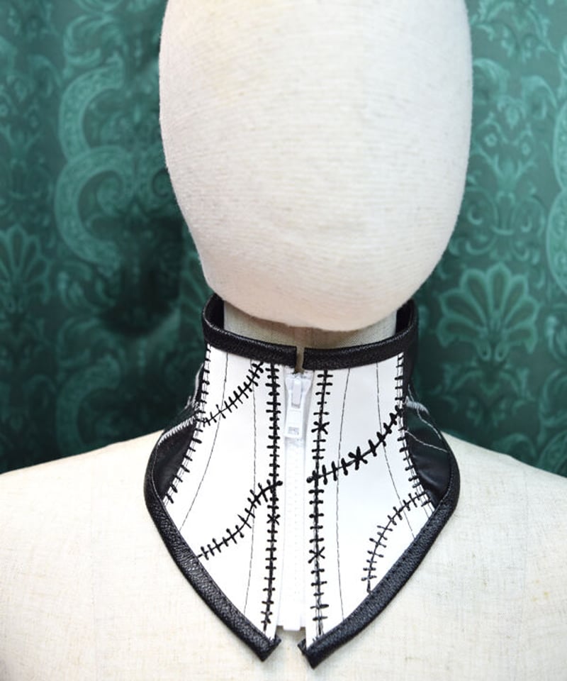 kki.2381 ツギハギ模様モノクロ ネックコルセット。 | 危機裸裸