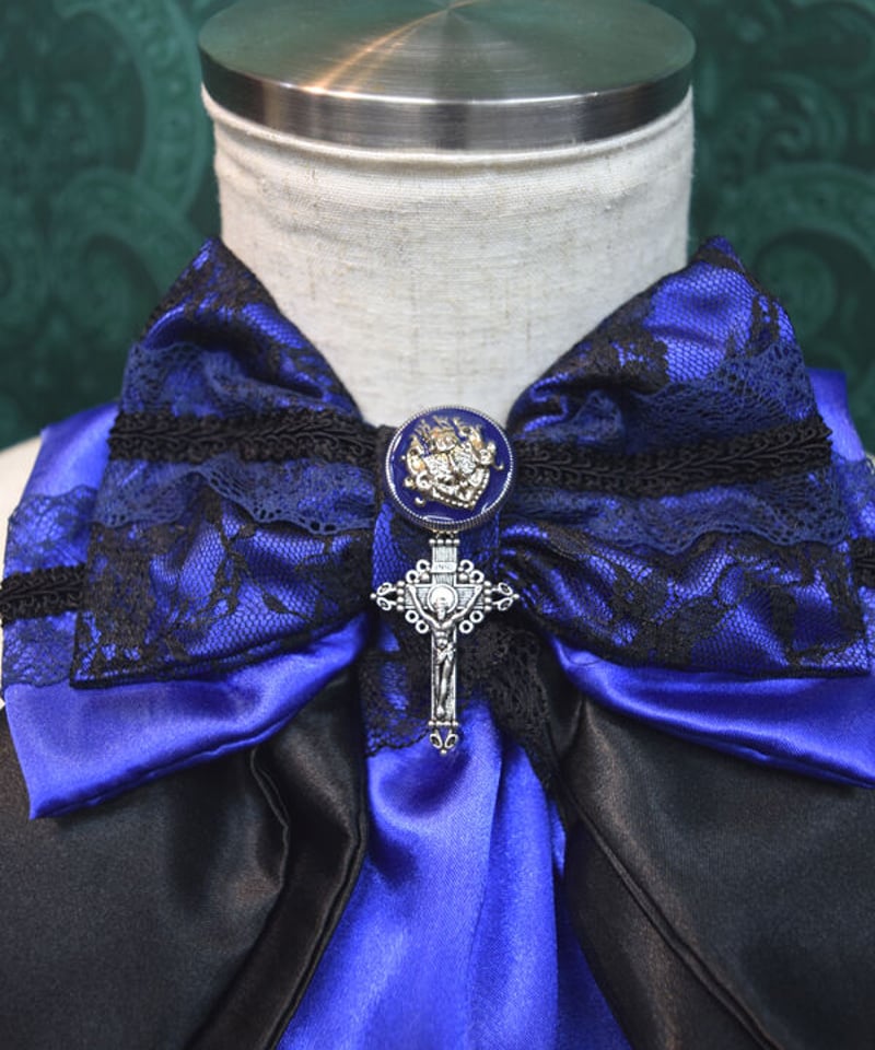 kki.2393 青と黒のリボンボリュームジャボ。 | 危機裸裸商店WEBSHOP